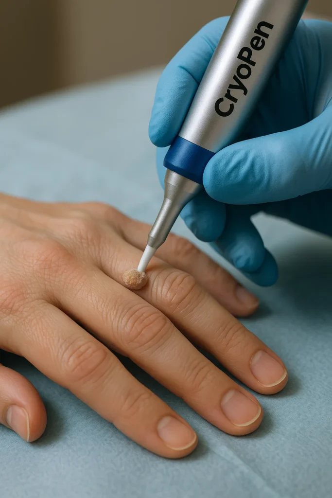 example of cryopen wart removal Chiswick treatment on a persons finger