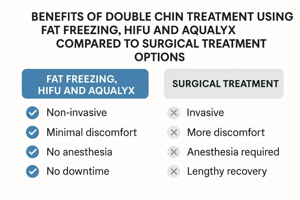 Graphic about the benefits of double chin treatment Chiswick - from LA LIPO