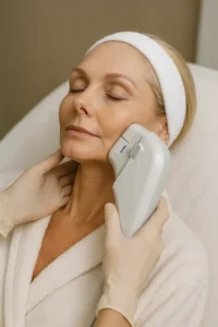 Woman receiving HIFU non surgical facelift treatment Chiswick